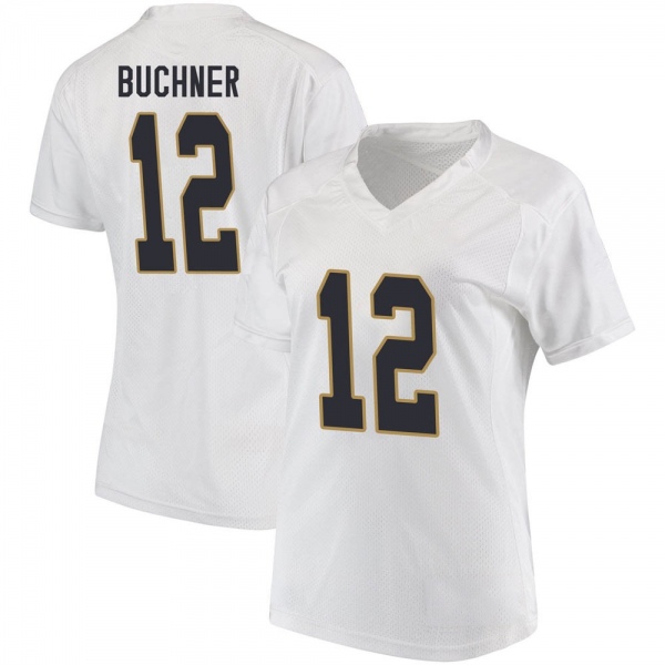 Tyler Buchner Notre Dame Fighting Irish NCAA Women's #12 White Replica College Stitched Football Jersey HYM7655QN